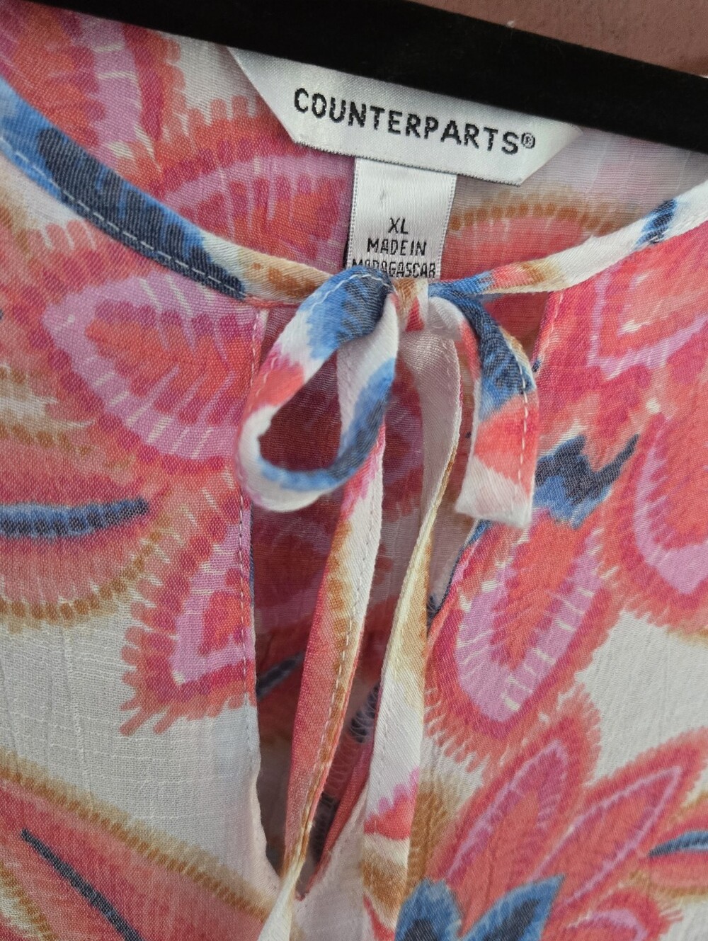 Counterparts XL Floral Flutter Sleeve Blouse Boho Cottagecore Lightweight Rayon - Picture 3 of 5
